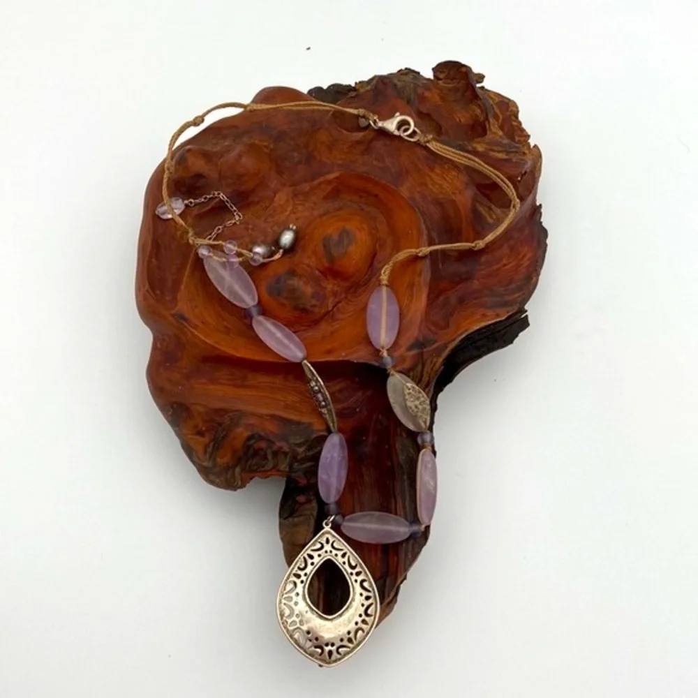 Retired 925 Silpada Amethyst Tear Drop Necklace